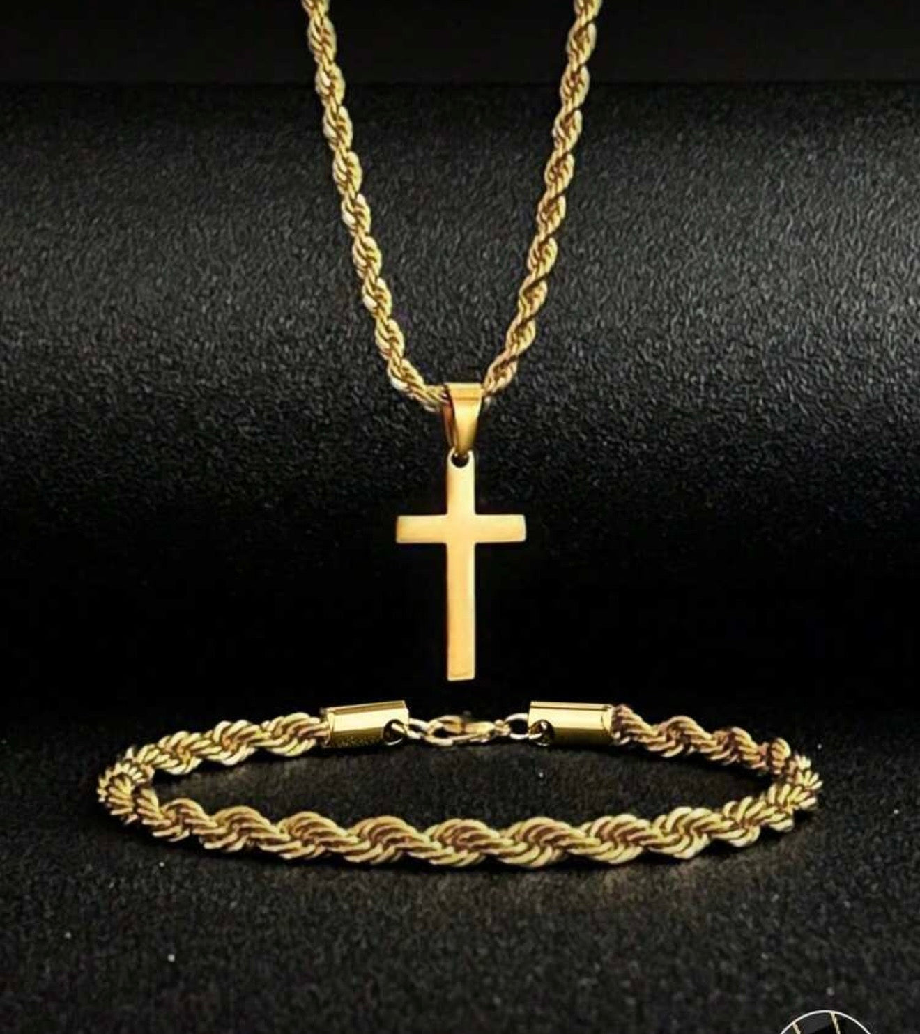 2pcs stainless steel,retro neutral twist necklace & bracelet,unisex